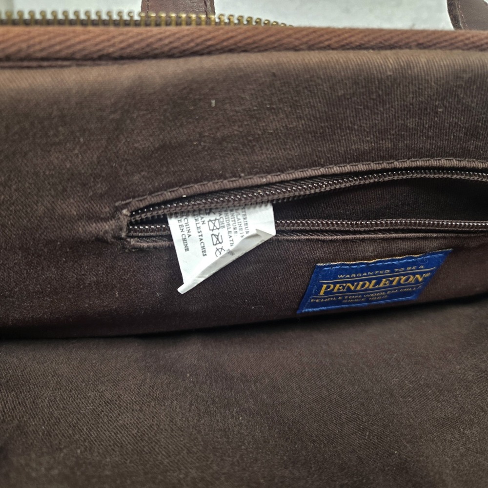 Pendleton Aztec Coyote Butte Wool Leather Laptop Bag Red Black 16" × 12" Large - Picture 10 of 11